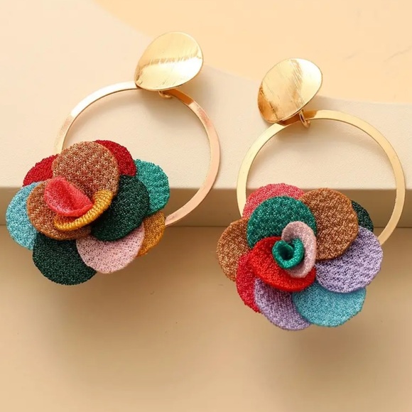 141. NEW| 1Pair Boho Style Floral Design Dangle Earrings - Picture 3 of 5